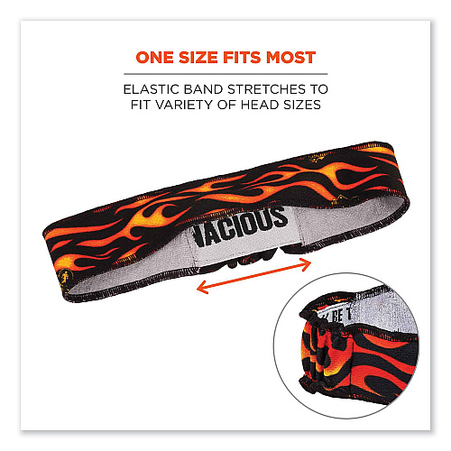 ergodyne Chill-Its 6605 High-Performance Terry Cloth Sweatband, Cotton Terry Cloth, One Size Fits Most, Flames (12429)