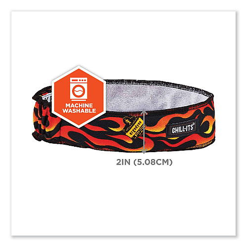 ergodyne Chill-Its 6605 High-Performance Terry Cloth Sweatband, Cotton Terry Cloth, One Size Fits Most, Flames (12429)