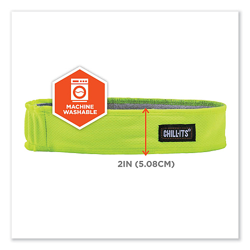 ergodyne Chill-Its 6605 High-Performance Terry Cloth Sweatband, Cotton Terry Cloth, One Size Fits Most, Lime (12431)