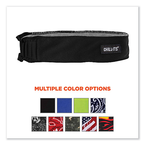 ergodyne Chill-Its 6605 High-Performance Terry Cloth Sweatband, Cotton Terry Cloth, One Size Fits Most, Black (12433)