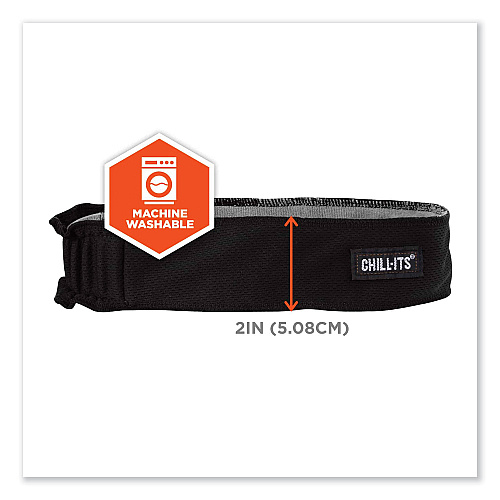 ergodyne Chill-Its 6605 High-Performance Terry Cloth Sweatband, Cotton Terry Cloth, One Size Fits Most, Black (12433)