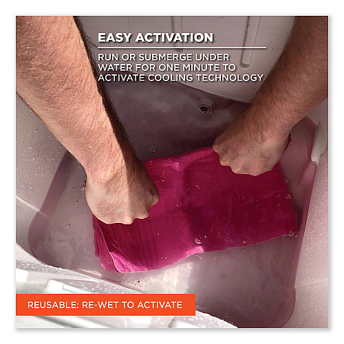 ergodyne Chill-Its 6602 Evaporative PVA Cooling Towel, 29.5 x 13, One Size Fits Most, PVA, Pink (12442)