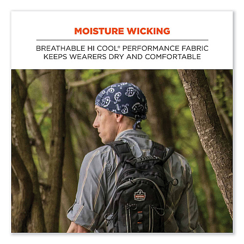 ergodyne Chill-Its 6615 High-Performance Bandana Doo Rag with Terry Cloth Sweatband, One Size Fits Most, Camo (12478)