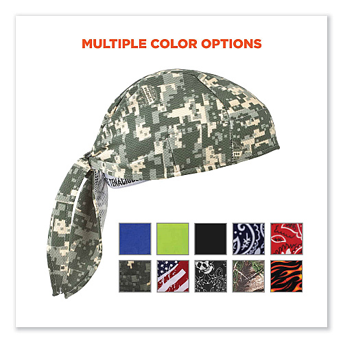 ergodyne Chill-Its 6615 High-Performance Bandana Doo Rag with Terry Cloth Sweatband, One Size Fits Most, Camo (12478)