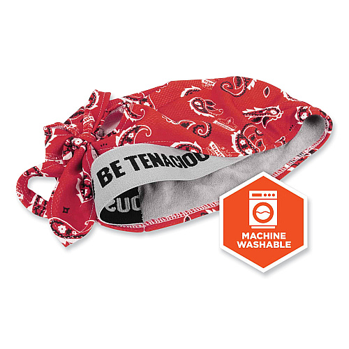 ergodyne Chill-Its 6615 High-Performance Bandana Doo Rag with Terry Cloth Sweatband, One Size Fits Most, Red Western (12479)