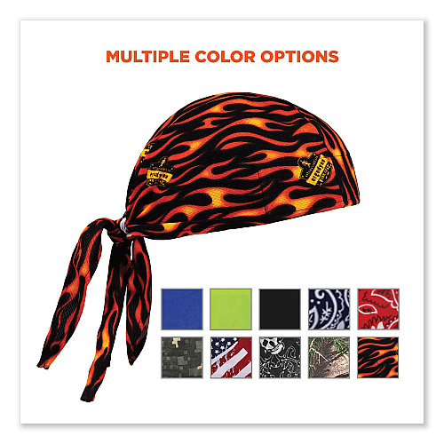 ergodyne Chill-Its 6615 High-Performance Bandana Doo Rag with Terry Cloth Sweatband, One Size Fits Most, Flames (12485)