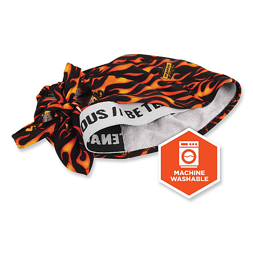 ergodyne Chill-Its 6615 High-Performance Bandana Doo Rag with Terry Cloth Sweatband, One Size Fits Most, Flames (12485)