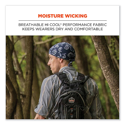 ergodyne Chill-Its 6615 High-Performance Bandana Doo Rag with Terry Cloth Sweatband, One Size Fits Most, Black (12487)