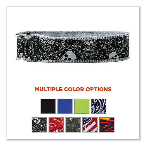 ergodyne Chill-Its 6605 High-Performance Terry Cloth Sweatband, Cotton Terry Cloth, One Size Fits Most, Skulls (12489)