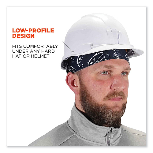 ergodyne Chill-Its 6630 High-Performance Terry Cloth Skull Cap, Polyester, One Size Fit Most, Navy Western (12509)