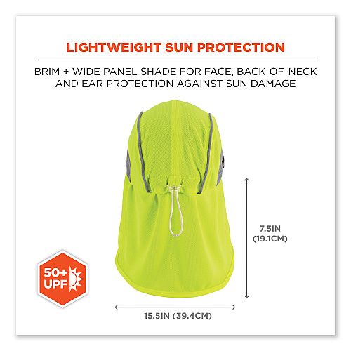 ergodyne Chill-Its 6650 High-Performance Hat Plus Neck Shade, Polyester, One Size Fits Most, Lime (12520)