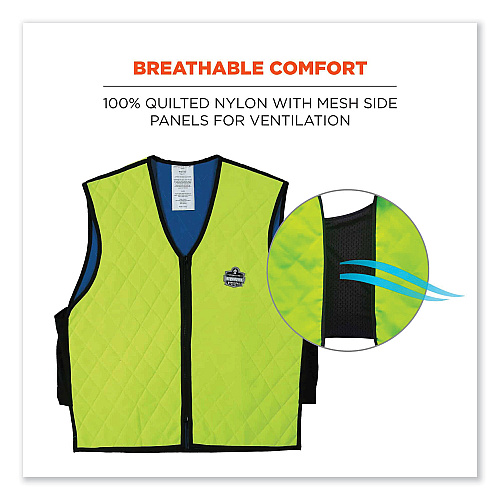 ergodyne Chill-Its 6665 Embedded Polymer Cooling Vest with Zipper, Nylon/Polymer, 3X-Large, Lime (12537)