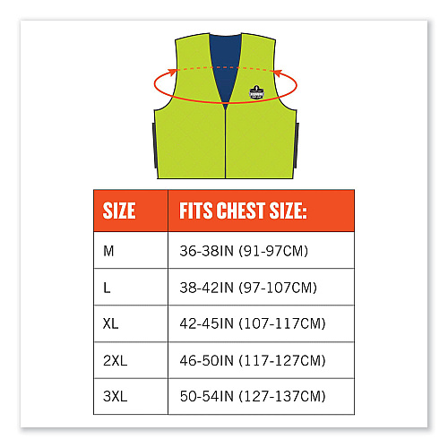 ergodyne Chill-Its 6665 Embedded Polymer Cooling Vest with Zipper, Nylon/Polymer, 3X-Large, Lime (12537)