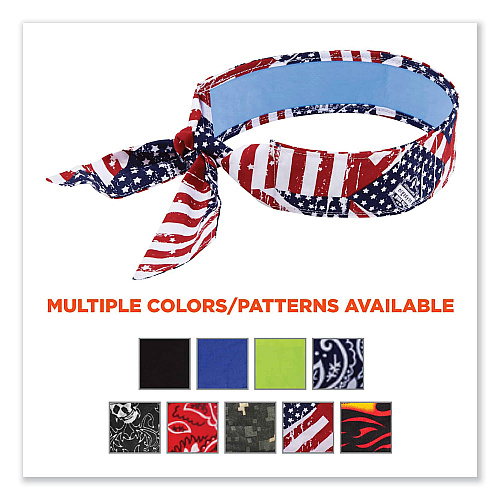 ergodyne Chill-Its 6700CT Cooling Bandana PVA Tie Headband, One Size Fits Most, Stars and Stripes (12561)
