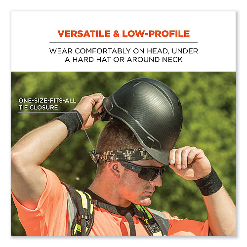 ergodyne Chill-Its 6700CT Cooling Bandana PVA Tie Headband, One Size Fits Most, Camo (12562)