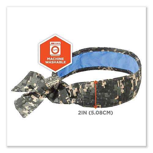 ergodyne Chill-Its 6700CT Cooling Bandana PVA Tie Headband, One Size Fits Most, Camo (12562)
