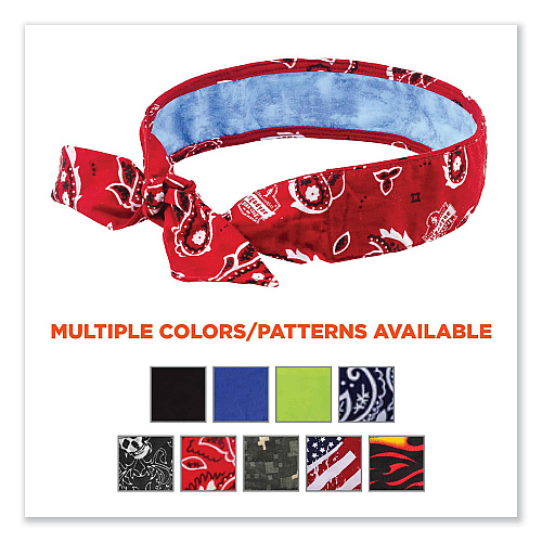 ergodyne Chill-Its 6700CT Cooling Bandana PVA Tie Headband, One Size Fits Most, Red Western (12563)