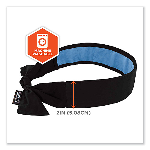 ergodyne Chill-Its 6700CT Cooling Bandana PVA Tie Headband, One Size Fits Most, Black (12565)