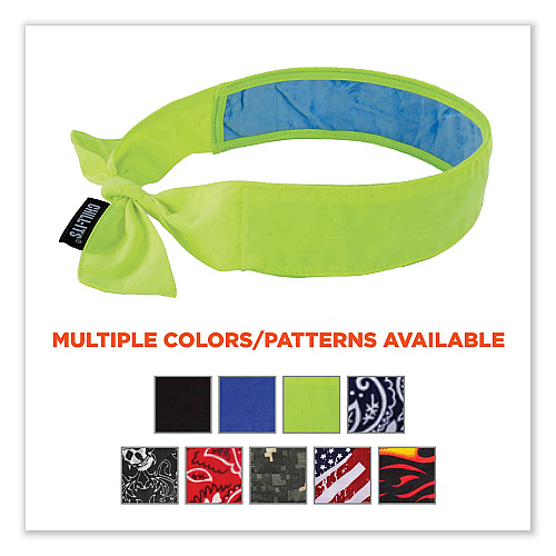 ergodyne Chill-Its 6700CT Cooling Bandana PVA Tie Headband, One Size Fits Most, Lime (12566)