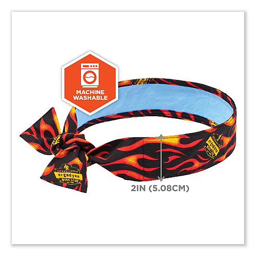 ergodyne Chill-Its 6700CT Cooling Bandana PVA Tie Headband, One Size Fits Most, Flames (12568)