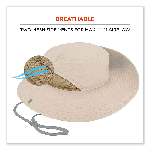 ergodyne Chill-Its 8936 Lightweight Mesh Paneling Ranger Hat, Small/Medium, Khaki (12598)