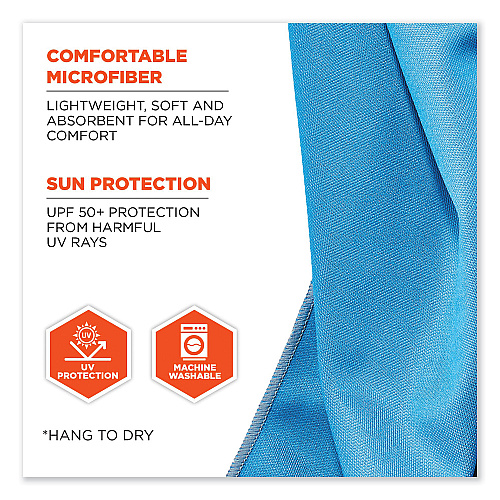 ergodyne Chill-Its 6602MF Evaporative Microfiber Cooling Towel, 40.9 x 9.8, One Size Fits Most, Microfiber, Blue (12660)