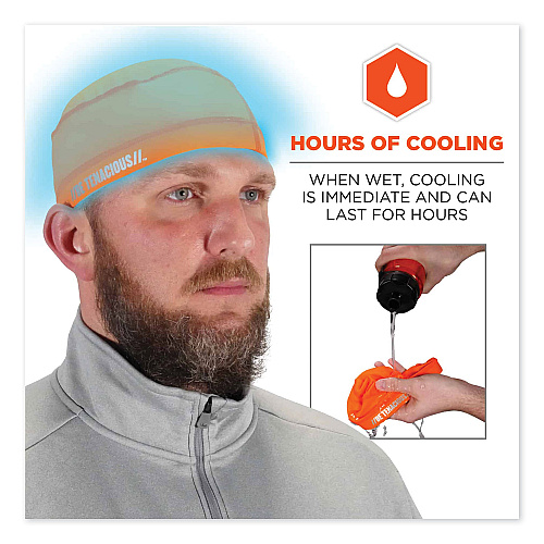 ergodyne Chill-Its 6632 Performance Knit Cooling Skull Cap, Polyester/Spandex, One Size Fits Most, Orange (12688)