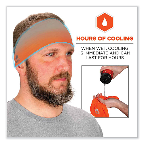 ergodyne Chill-Its 6634 Performance Knit Cooling Headband, Polyester/Spandex, One Size Fits Most, Orange (12704)