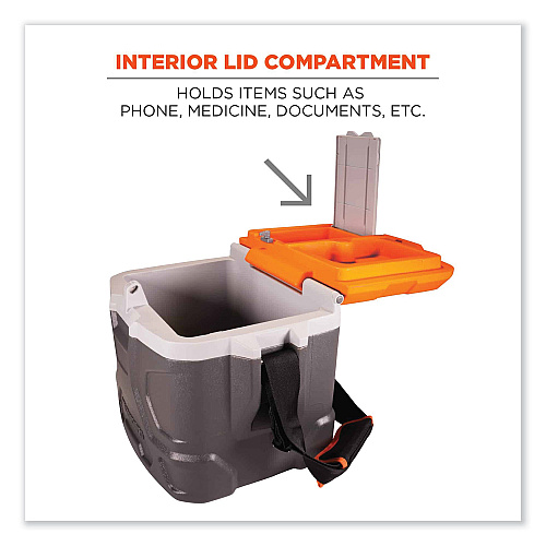 ergodyne Chill-Its 5170 17-Quart Industrial Hard Sided Cooler, Orange/Gray, 30/Pallet (13172)