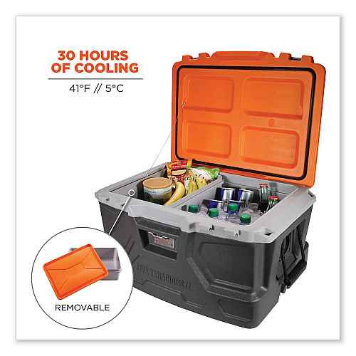 ergodyne Chill-Its 5171 48-Quart Industrial Hard Sided Cooler, Orange/Gray, 20/Pallet (13173)