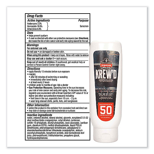 ergodyne Krewd 6351 SPF 50 Sunscreen Lotion, 8 oz Bottle (16631)