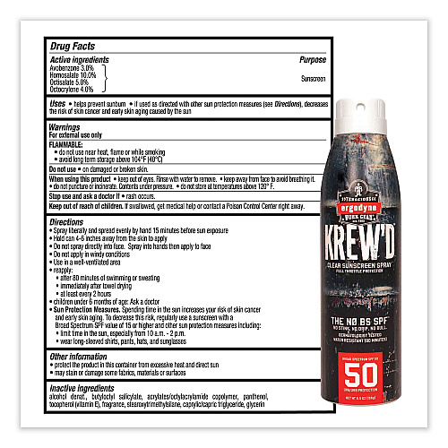 ergodyne Krewd 6353 SPF 50 Sunscreen Spray, 5.5 oz Can (16633)