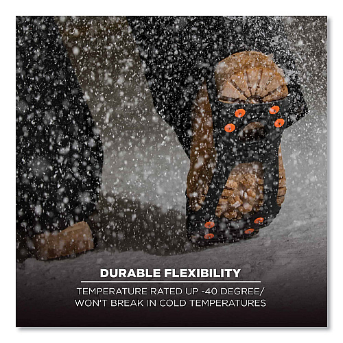 ergodyne Trex 6300TC One-Piece Slip-on Tungsten Carbide Ice Cleats, Large, Black, Pair (16734)