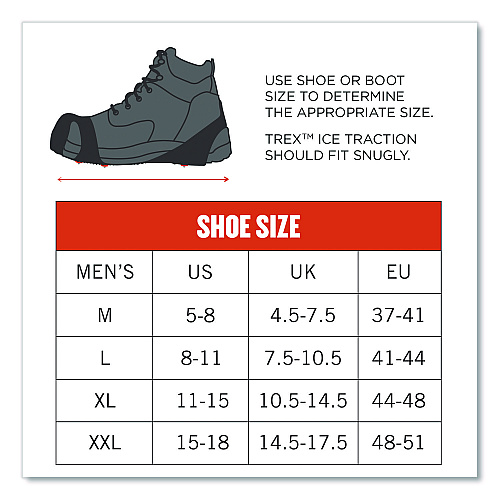 ergodyne Trex 6300 One Piece Slip-on Ice Cleats, X-Large, Black, Pair (16755)