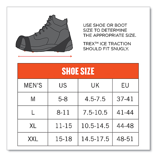 ergodyne Trex 6300 One Piece Slip-on Ice Cleats, 2X-Large, Black, Pair (16756)