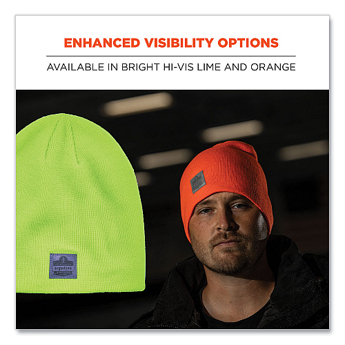 ergodyne N-Ferno 6812 Rib Knit Beanie, One Size Fits Most, Lime (16813)