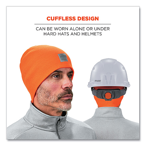 ergodyne N-Ferno 6812 Rib Knit Beanie, One Size Fits Most, Orange (16814)