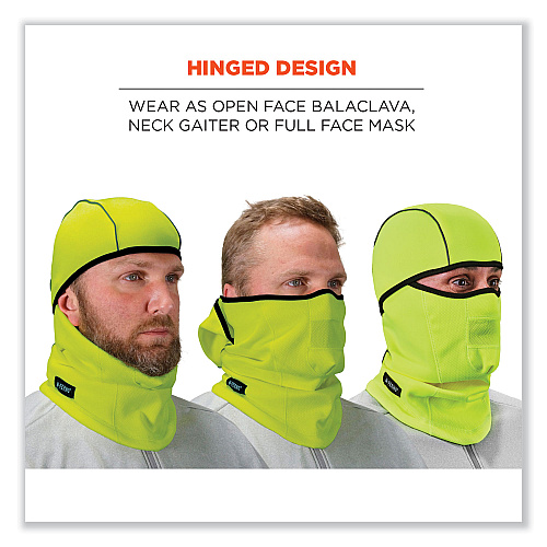 ergodyne N-Ferno 6823 Hinged Balaclava Face Mask, Fleece, One Size Fits Most, Lime (16834)