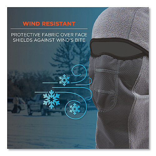 ergodyne N-Ferno 6823 Hinged Balaclava Face Mask, Fleece, One Size Fits Most, Gray (16835)