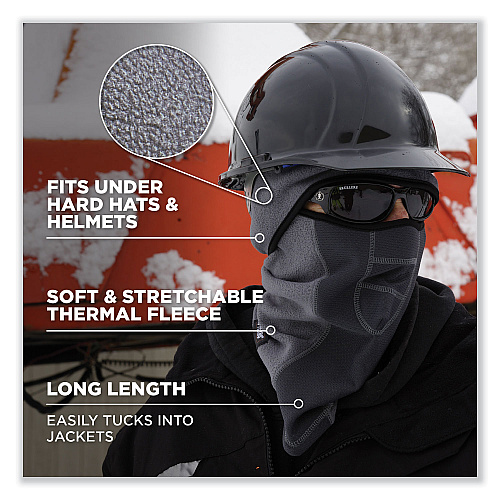 ergodyne N-Ferno 6823 Hinged Balaclava Face Mask, Fleece, One Size Fits Most, Gray (16835)