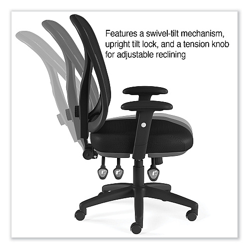 Alera Aeson Series Multifunction Task Chair, Supports Up to 275 lb, 15" to 18.82" Seat Height, Black Seat/Back, Black Base (ALEAS42M14)