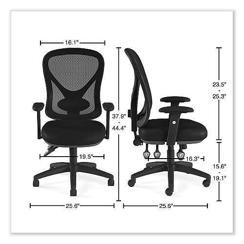 Alera Aeson Series Multifunction Task Chair, Supports Up to 275 lb, 15" to 18.82" Seat Height, Black Seat/Back, Black Base (ALEAS42M14)