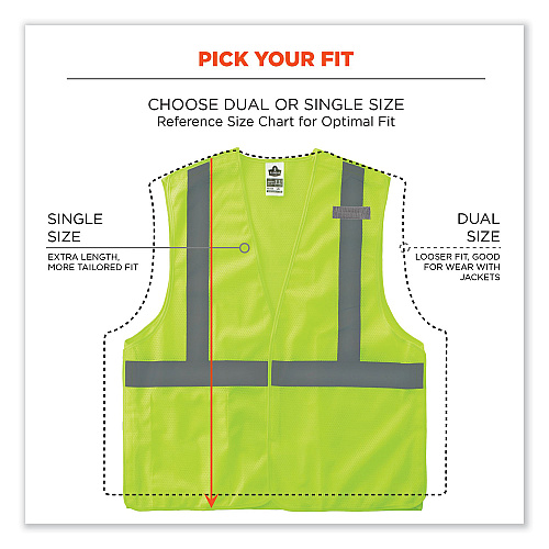 ergodyne GloWear 8215BA Class 2 Economy Breakaway Mesh Vest, Polyester, X-Small, Lime (21071)