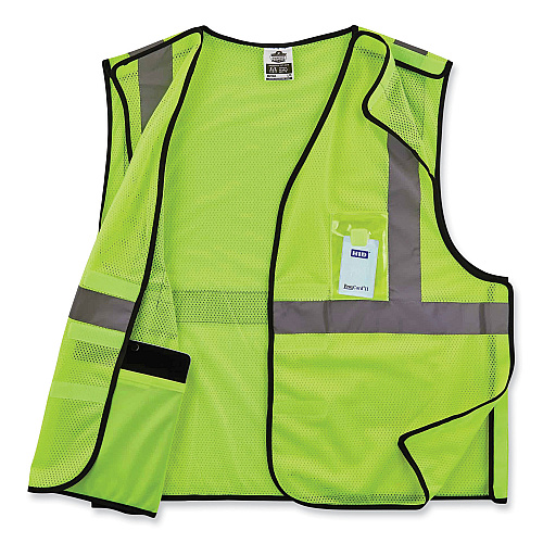 ergodyne GloWear 8216BA Class 2 Breakaway Mesh ID Holder Vest, Polyester, Large/X-Large, Lime (21095)