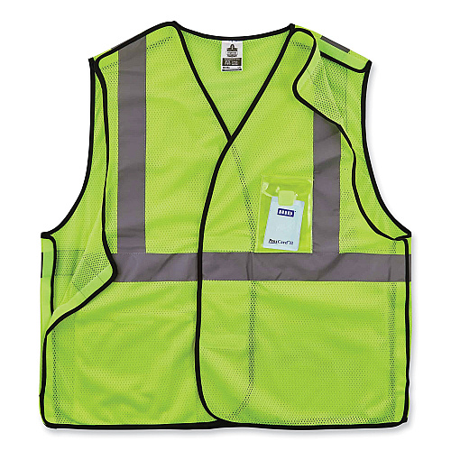 ergodyne GloWear 8216BA Class 2 Breakaway Mesh ID Holder Vest, Polyester, 4X-Large/5X-Large, Lime (21099)