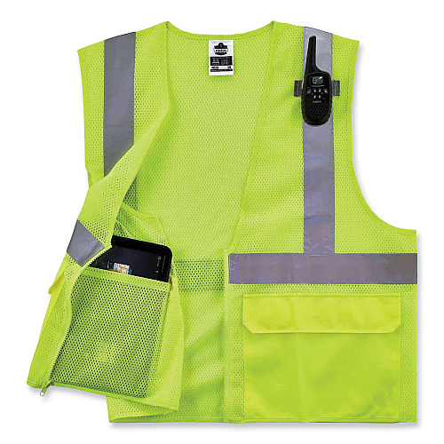 ergodyne GloWear 8220Z Class 2 Standard Mesh Zipper Vest, Polyester, 2X-Large/3X-Large, Lime (21127)