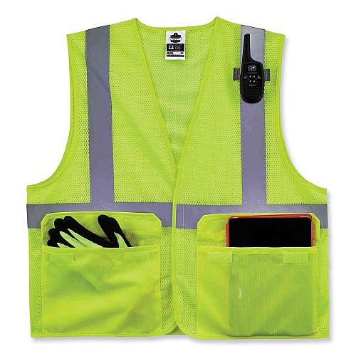 ergodyne GloWear 8220HL Class 2 Standard Mesh Hook and Loop Vest, Polyester, Large/X-Large, Lime (21145)