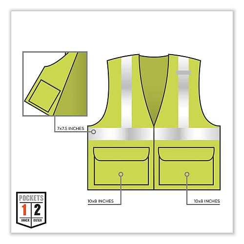 ergodyne GloWear 8220HL Class 2 Standard Mesh Hook and Loop Vest, Polyester, 2X-Large/3X-Large, Lime (21147)