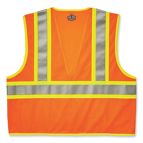 ergodyne GloWear 8230Z Class 2 Two-Tone Mesh Zipper Vest, Polyester, Large/X-Large, Orange (21315)