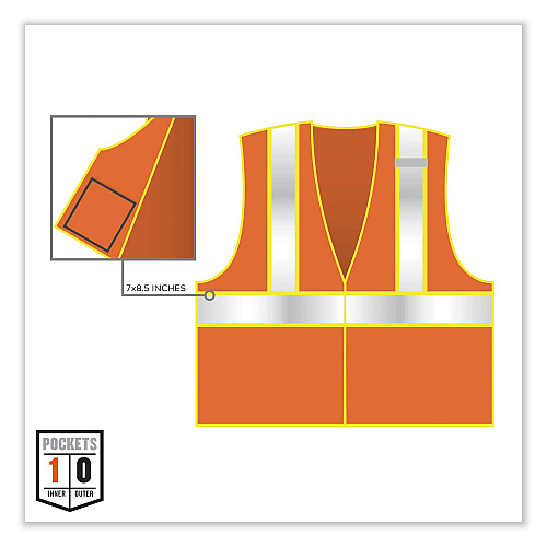 ergodyne GloWear 8230Z Class 2 Two-Tone Mesh Zipper Vest, Polyester, Large/X-Large, Orange (21315)